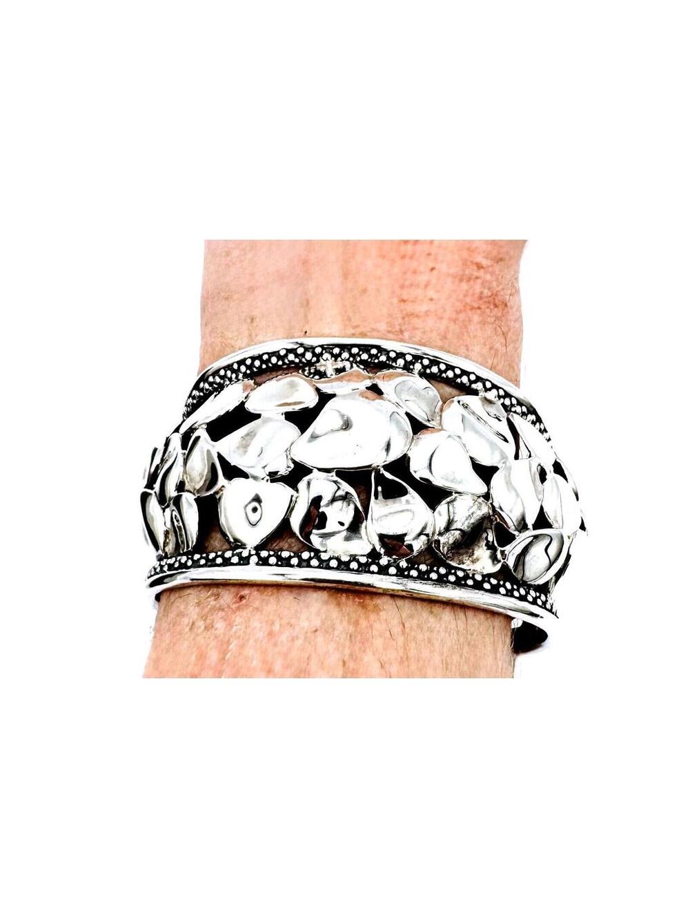Michael Dawkins sterling silver floral petal slight dome cuff